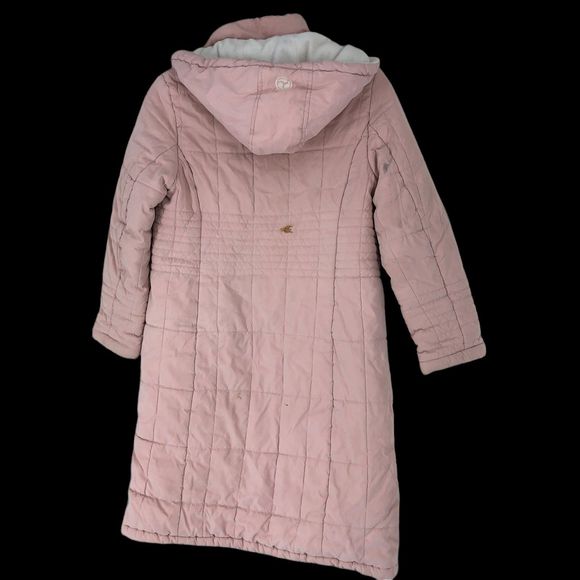 Girls SZ 10 Long Fleece Lined Puffer Coat w/Hood Full Zip Front and Pockets - Picture 2 of 8